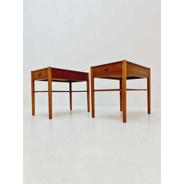 Mid-Century Danish Teak and Oak Bedside Tables, 1960s, Set of 2 For Sale - Image 3 of 12