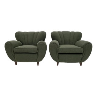 Set of Italian Art Deco Bouclé Armchairs attributed to Guglielmo Ulrich, 1940s For Sale