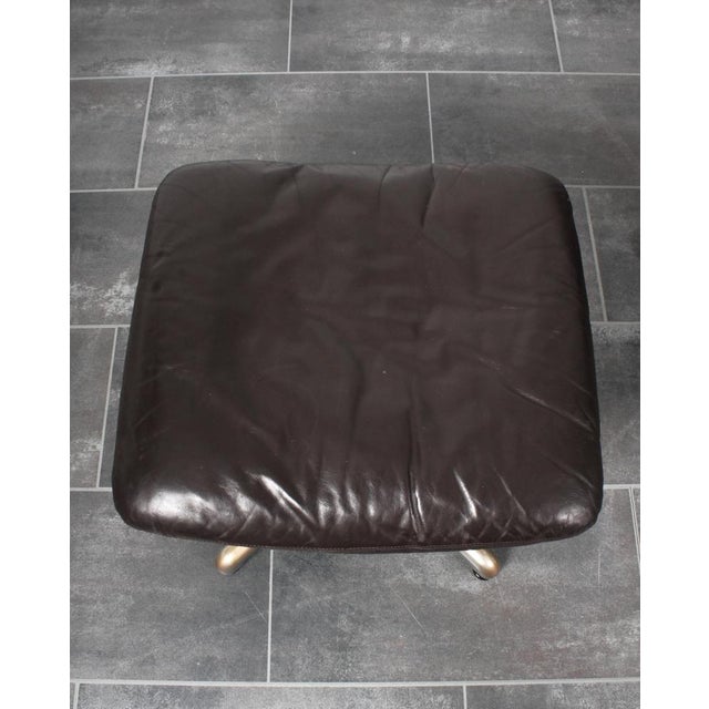 Set of Brown Leather Lounge Chair with Matching Stool by André Vandenbeuck for Strässle, 1960s For Sale - Image 18 of 18