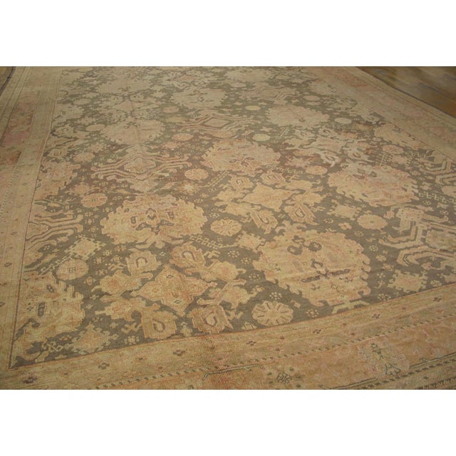 1930s 1930s Tan Taupe Geometric Antique Turkish Decorative Oushak Rug 16' X 21'6" Handknotted Wool Carpet For Sale - Image 5 of 7