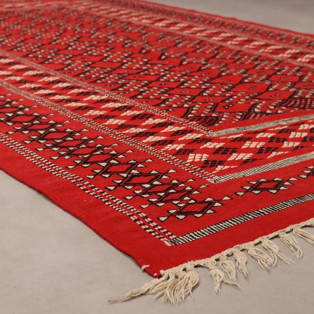 Kilim Rug in Cotton and Wool, Morocco For Sale - Image 4 of 10