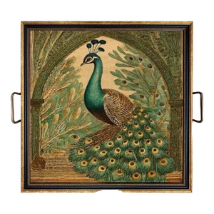 Vintage Style Peacock Decorative Tray- Large