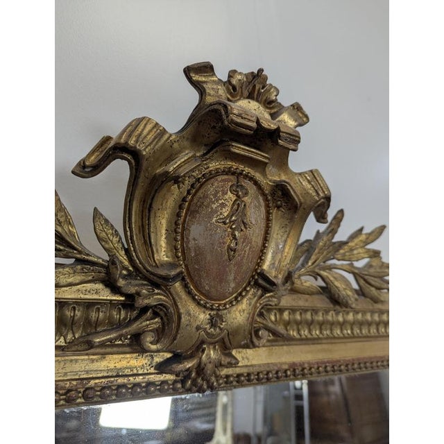 Large Napoleon III Mirror in Stucco and Gilded Wood For Sale - Image 5 of 9