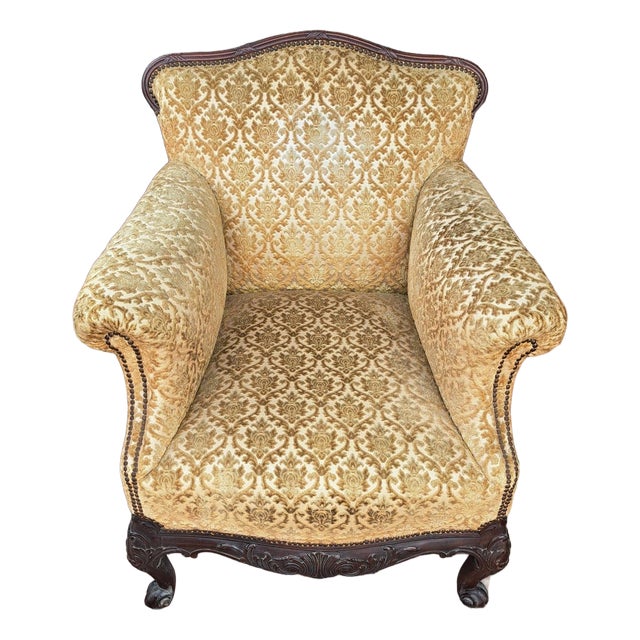 Louis XV English Lounge Chair in Mahogany For Sale