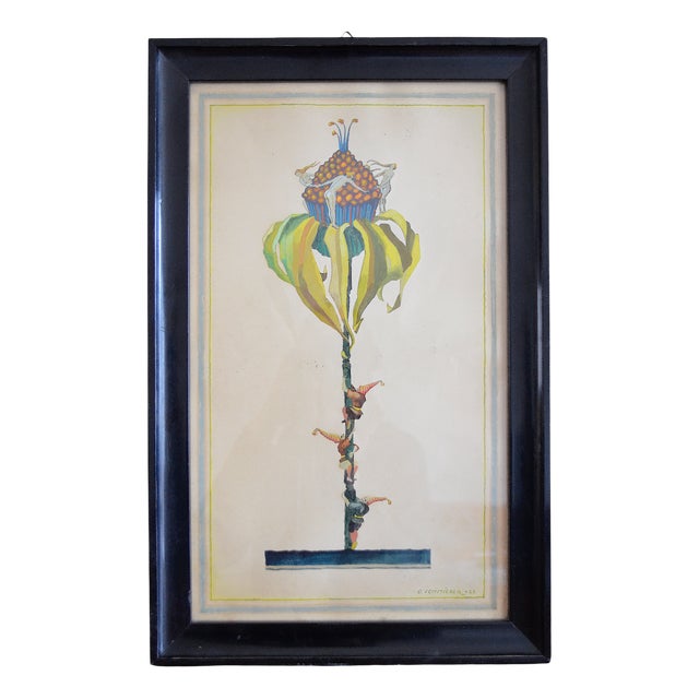 O. Schmieder, Art Nouveau Silhouette, 1921, Gouache For Sale