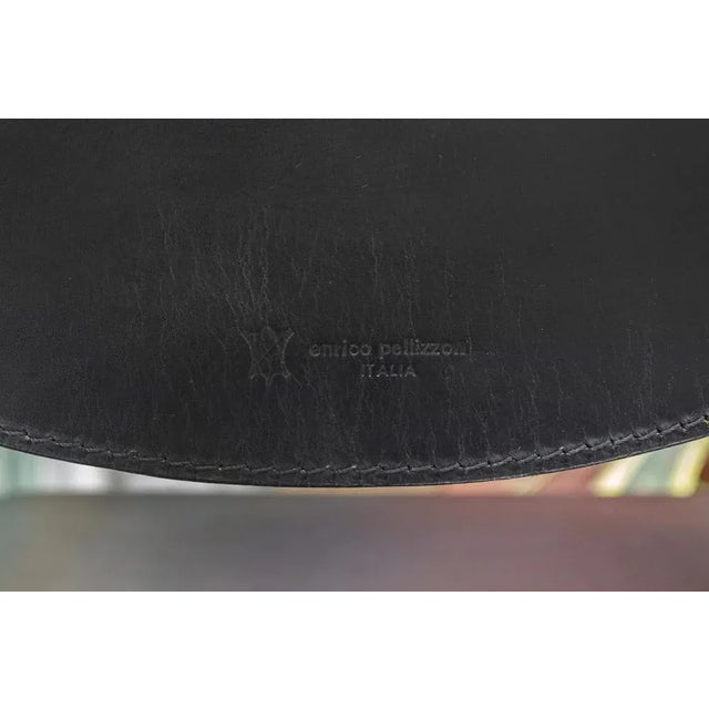 Black Bleather Chairs by Enrico Pellizzoni, 1970s, Set of 4 For Sale - Image 8 of 10