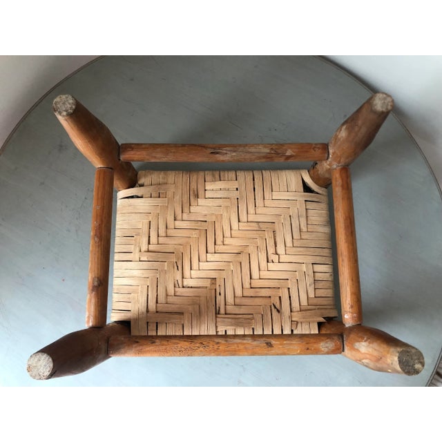 Vintage Woven Oak Stool For Sale - Image 9 of 12