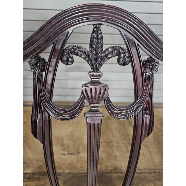 1980s Set of 6 Kindel Master Works Collection Mahogany Federal Shield Back Chairs For Sale - Image 13 of 14