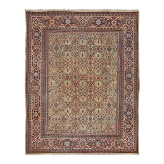 Antique Persian Mahal Rug With Bold Floral Geometry in Multicolour - Rug & Kilim For Sale