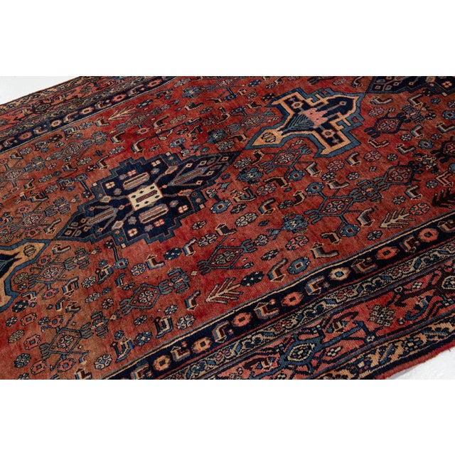 Allover Vintage Handmade Persian Bidjar Wool Rug in Red For Sale In New York - Image 6 of 10