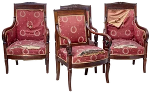 Mid 19th Century Danish Mahogany Armchairs, 1860s, Set of 4