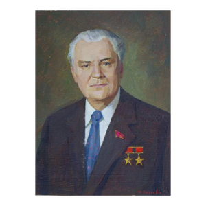 Vintage Male Portrait Oil Painting, Soviet Ukrainian Art on Cardboard 32-24