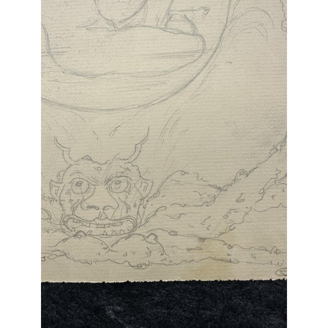 Carl Heinz Berberich, Nude, Devil Fries the Naked Vulva in the Glass Flask of Sin to…, Pencil on Paper For Sale - Image 9 of 13