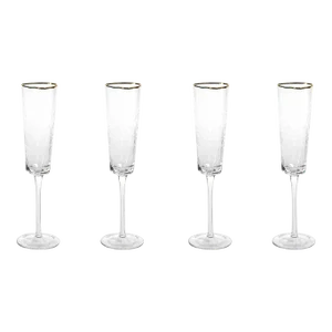 Kampari Triangular Champagne Flutes with Gold Rim, Set of 4