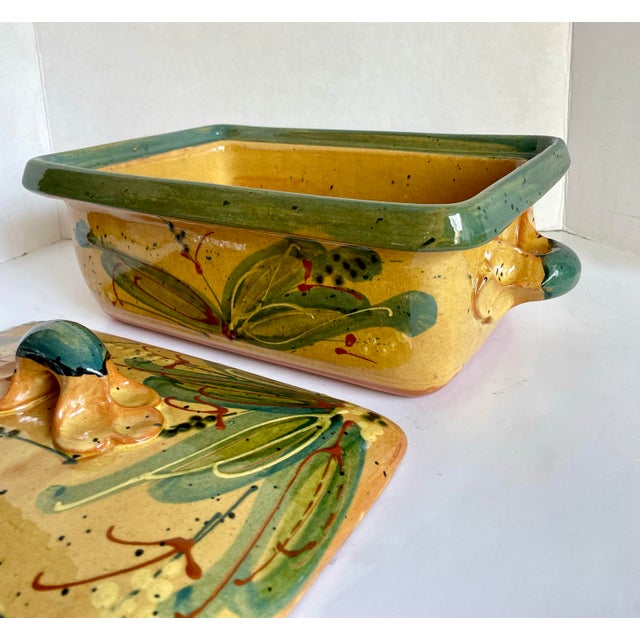Yellow French Hand-Painted Stoneware Lidded Casserole Dish by Sud & Co Casses en Provence For Sale - Image 8 of 11
