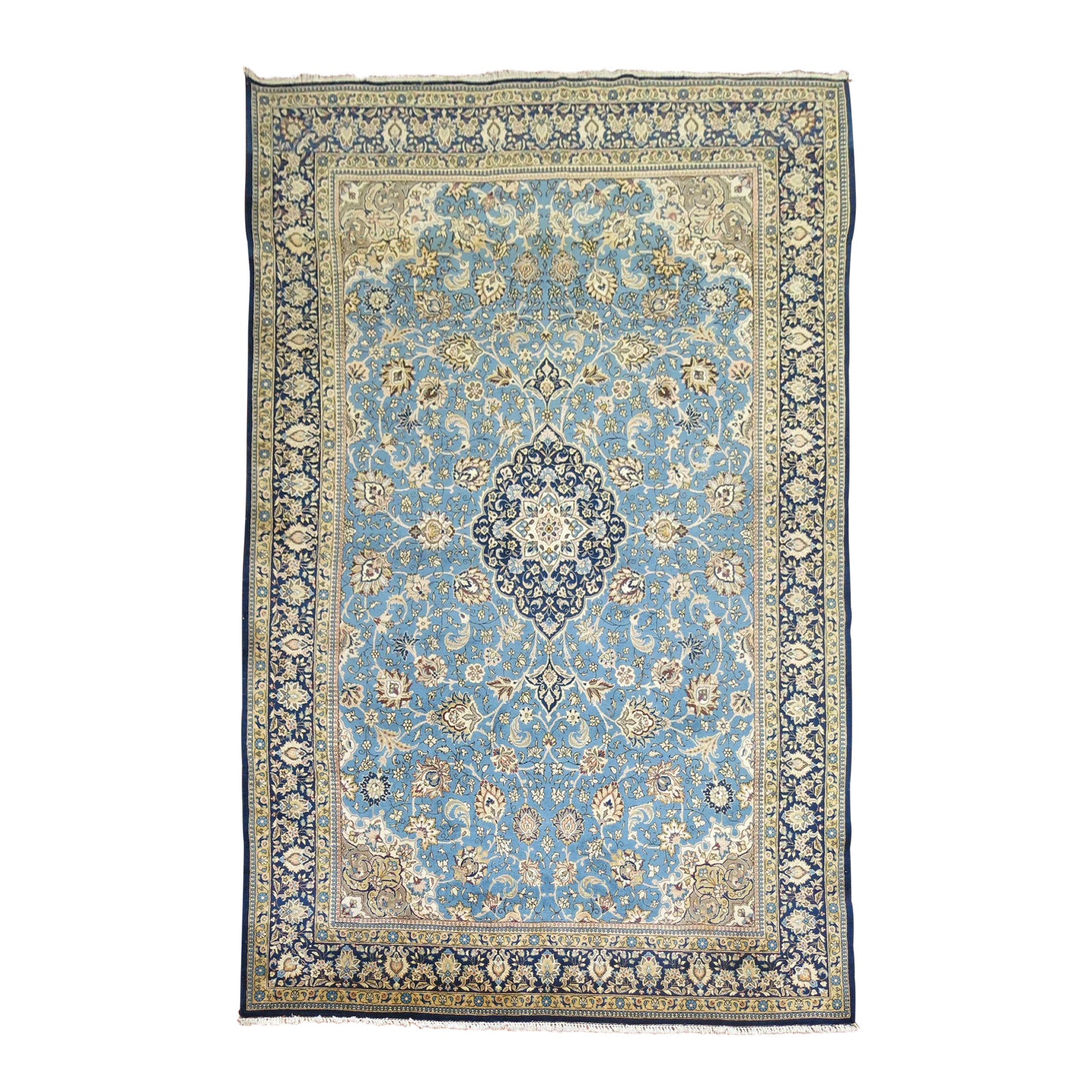 Vintage Blue Kashan Rug - 8'1'' x 13'2'' | Chairish