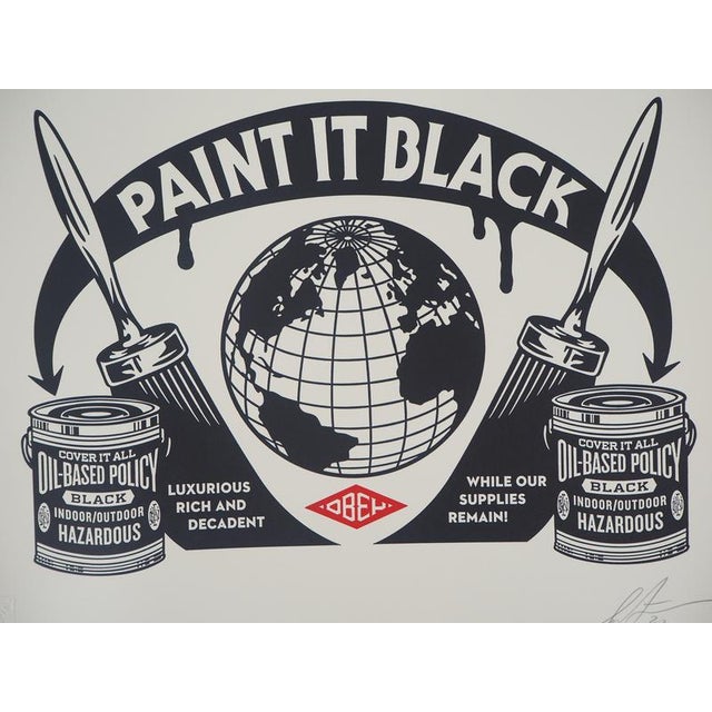 Shepard FAIREY aka OBEY GIANT (1970) Paint it Black Original letterpress (typography) in color Signed and dated 2020 in...