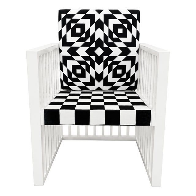 White Wooden Armchair, 1980s For Sale
