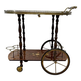 Italian Inlaid and Lacquered Bar Cart For Sale