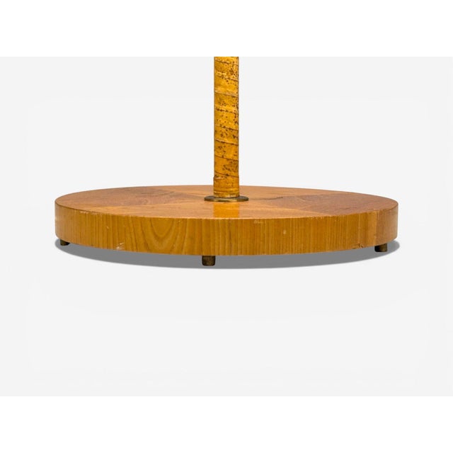 Corona Belysning, Floor Lamp, Wood, Brass, Fabric, Sweden, 1940s For Sale - Image 17 of 18