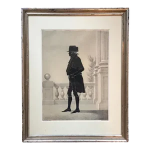 William Brown Kellogg Framed Silhouette Print of Us Supreme Court Justice John Marshall in Silver Gilt Frame