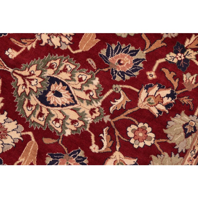 Shabby Chic Floral 1990's Pak-Persian Red/Blue Wool Rug - 6'1'' X 8'9'' For Sale - Image 4 of 9