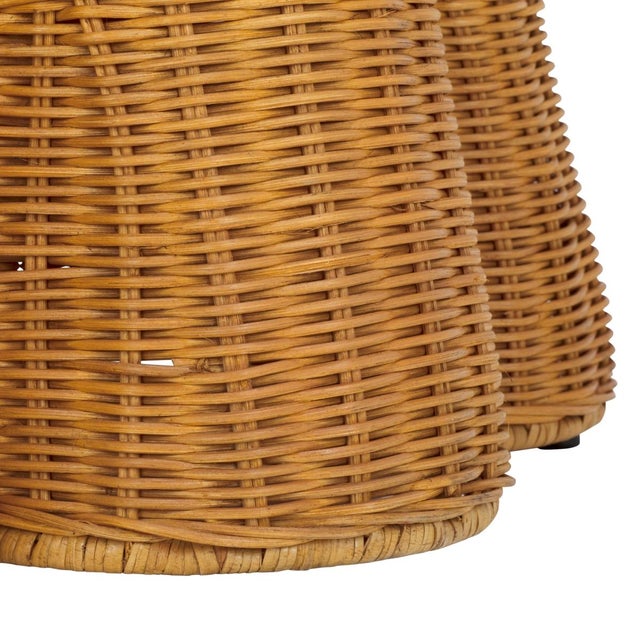 Early 21st Century Hylda Scalloped Rattan Round Accent Table in Natural For Sale - Image 5 of 6