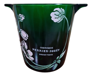 20th Century Anemones Champagne Bucket in Green Glass by Perrier-Jouët, 1970s