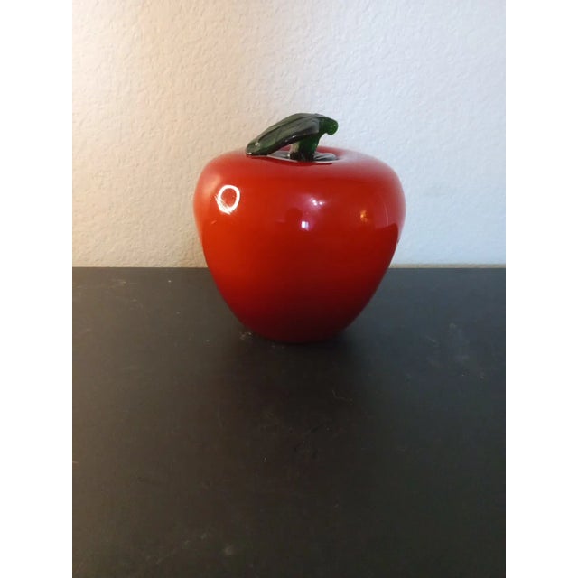 1980s Large 1980s Art Glass Apple Figurine For Sale - Image 5 of 5