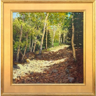 Jerry Greenberg "Mountain Road" Contemporary Realistic Colorado Aspen Tree Landscape Painting, 2019 For Sale