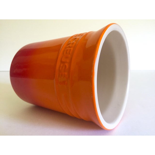 Le Creuset Volcanic Orange Red Stoneware Ceramic Utensil Holder Crock