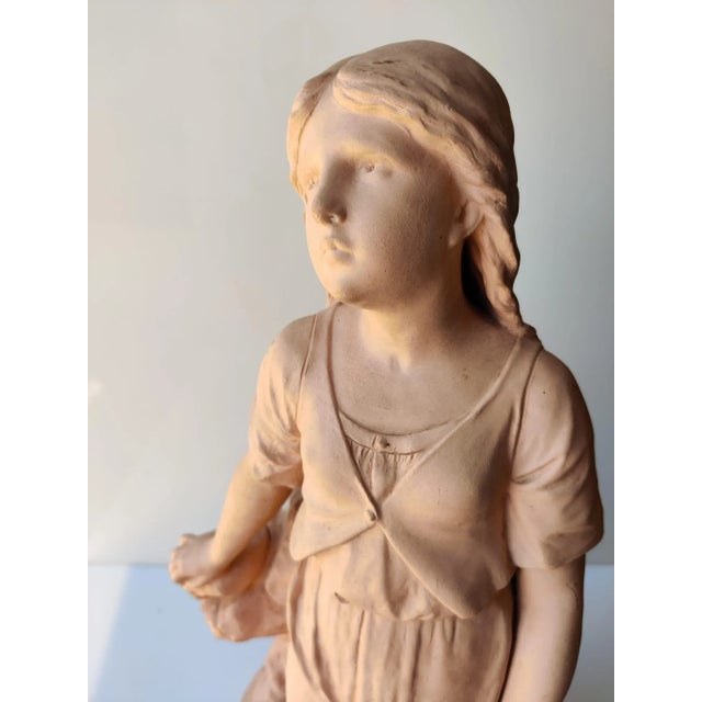 Modern Antique Terracotta Girl with Mandolin Sculpture For Sale - Image 3 of 18