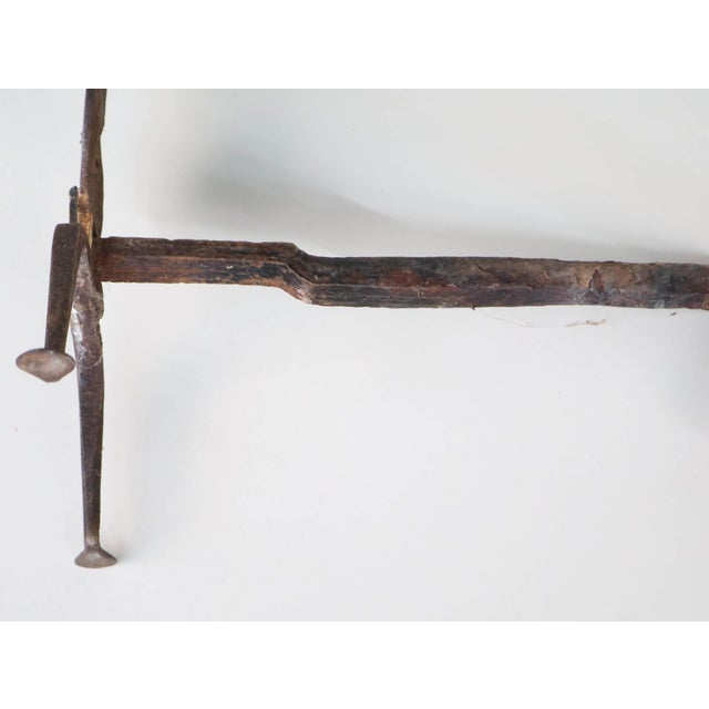 Antique Federal Brass and Iron Fireplace Andirons and Fire Screen—Three Piece Set For Sale - Image 10 of 11