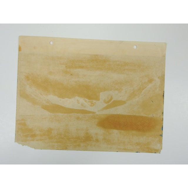 1940's oil on paper outsider folk art painting of a mountain lake landscape by Clarence Floyd Shade (1902-1976) Polson,...