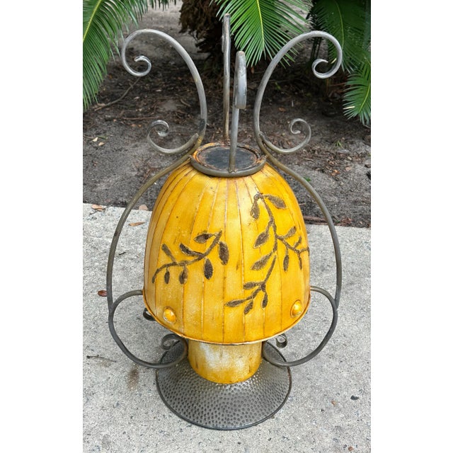 Southwestern Style Hammered Metal Urn on Stand For Sale - Image 9 of 12