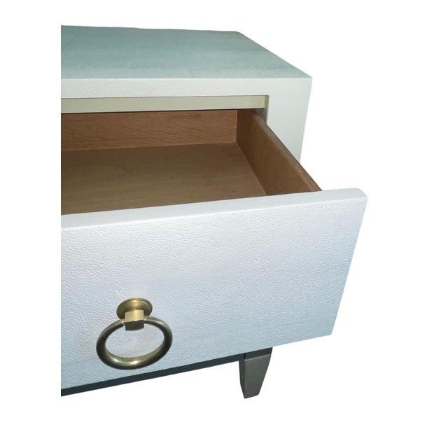 Modern Pair of Italian Two-Tone Faux Shagreen Commodes. Late 20th Century. For Sale - Image 3 of 9