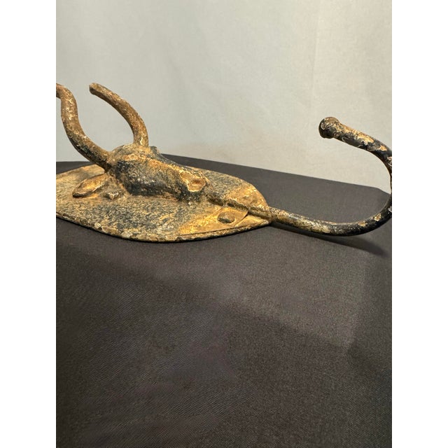 Designer-Sourced Sculptural Bull Head Wall Hook on Shield Backplate For Sale - Image 10 of 12