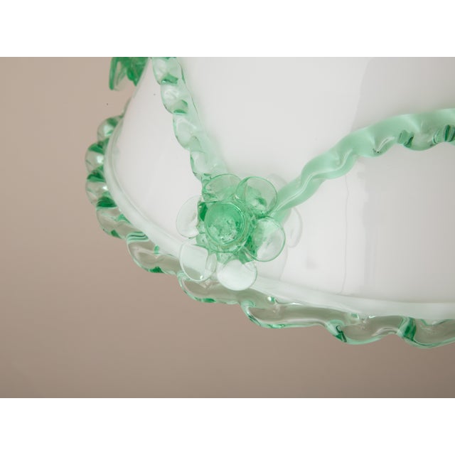 Antique Murano Glass Pendant Light Arsenic Jade Light Green Opaline For Sale - Image 6 of 14