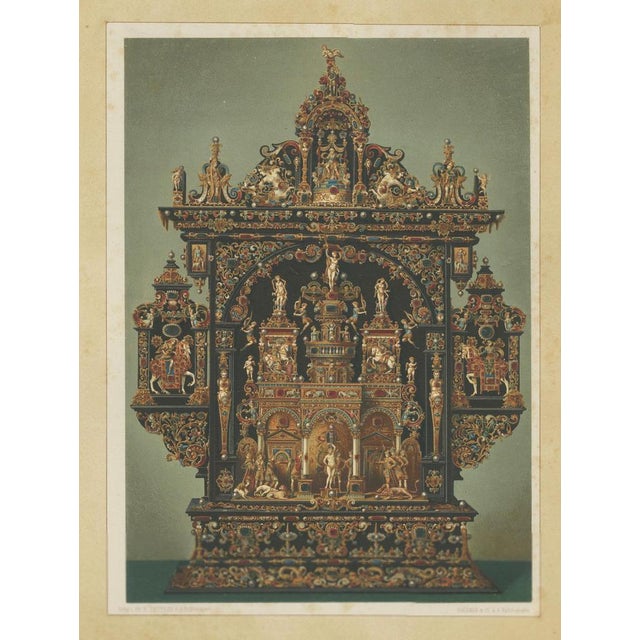 Paper Bavarian Royal Chapel Altar Shrines, 1874, Chromolithographs on Paper, Set of 2 For Sale - Image 7 of 13