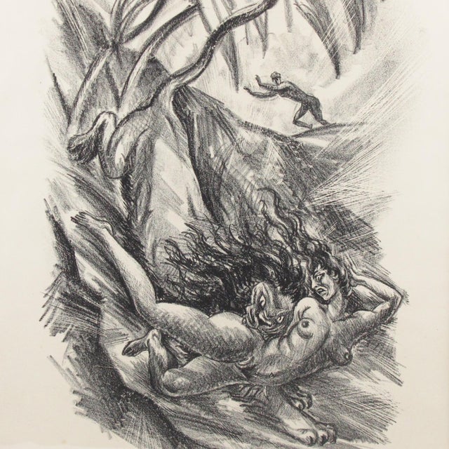 Art Deco Fantasy Charcoal Drawing Lithograph Print by Adolf Uzarski, 1919 For Sale - Image 4 of 13