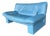 Vintage Postmodern Italian Nicoletti Attrb Blue Leather Loveseat For Sale