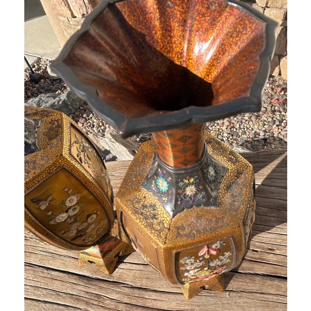Exceptional Pair of Antique Japanese Meiji Period Shibayama Vases – Silver & Gold Lacquer, C. 1890 For Sale - Image 4 of 13