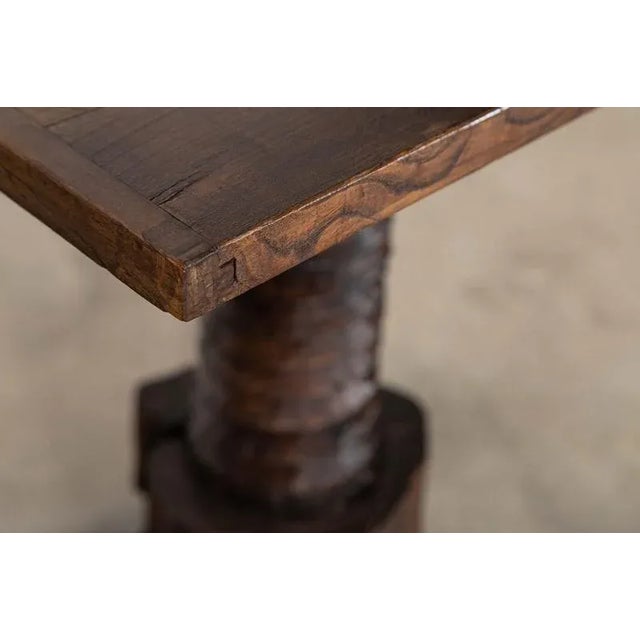 1900 - 1909 French Elm Corkscrew Side Table, 1900s For Sale - Image 5 of 14