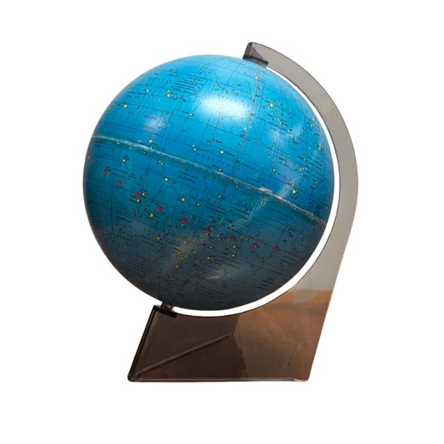 Mid-Century Modern Vintage Celestial Constellation Globe on Smoked Acrylic Stand, Space Age Astronomy Decor, 1970s For Sale - Image 3 of 5
