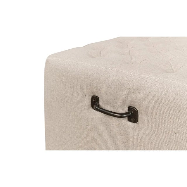 Modern Tufted Linen Bench For Sale In Raleigh - Image 6 of 10