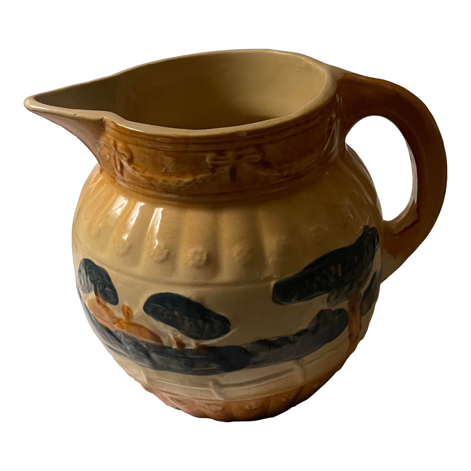 Antique 1910s Attributed to Roseville Yellow Ware Woodlands Pitcher ...