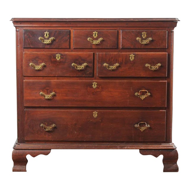 Mid 18th Century Georgian Chest With Bracket Feet and Unusual Drawer Arrangement For Sale