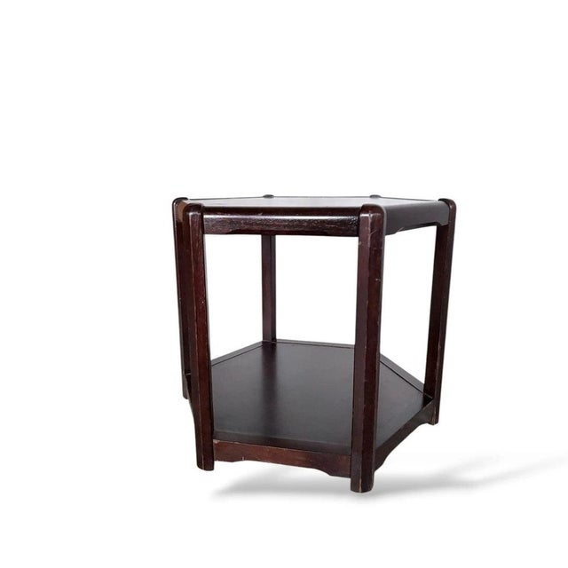 Mid-Century Danish Hexagonal Coffee Table in Dark Wood with Lower Shelf For Sale - Image 9 of 10