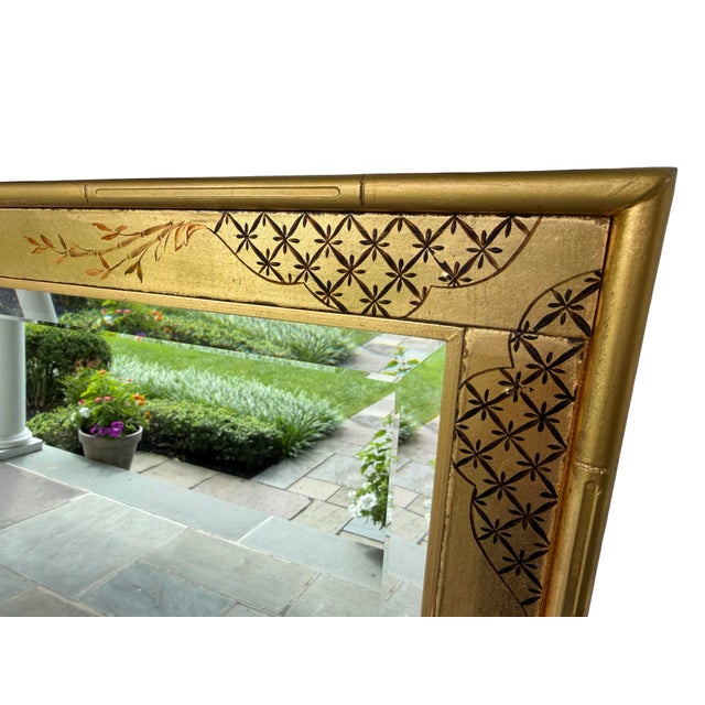La Barge Giltwood Hand-Painted Floral Chinoiserie Mirror | Artist Signed P. Tacktor For Sale In Philadelphia - Image 6 of 15