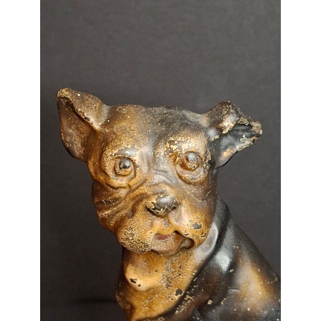 Antique Cast Iron Mutt and His Bone Dog Doorstop 1930s Original Paint Greenblatt For Sale - Image 4 of 17